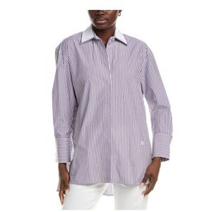 MaxMara Tubinga Striped purple and white Poplin button down size 14. MSRP $650.
